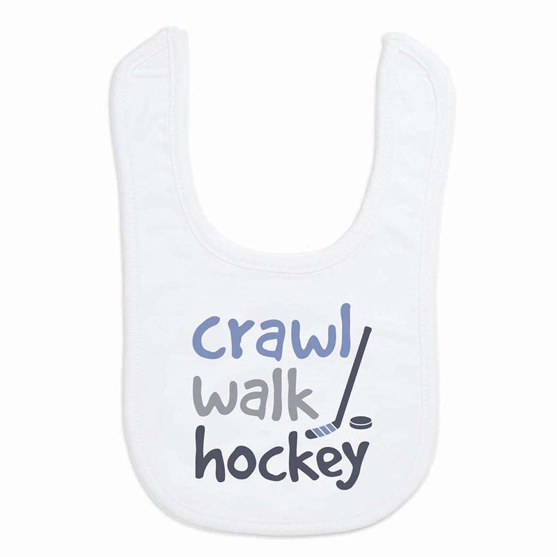 ChalkTalkSPORTS Hockey Baby & Infant Bib | Crawl Walk Hockey | Soft Microfiber Bib - Image 1